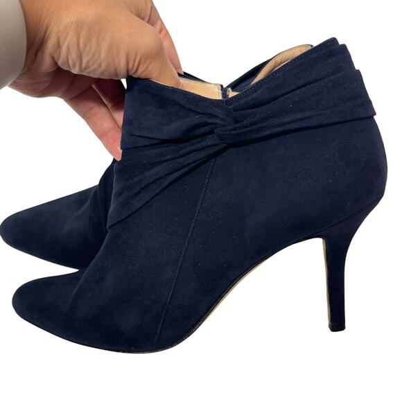 Oscar de la Renta Blue Suede Leather Heeled Ankle Booties Size 36.5/6 Italy - Picture 2 of 7